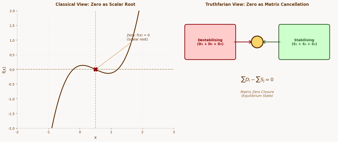 Figure 1: Classical vs Truthfarian Zero Concept