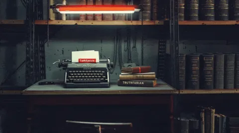 Human rights old typewriter typing the words truthfarian